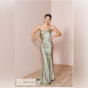 Revelry, size 8, silk, sage gown.